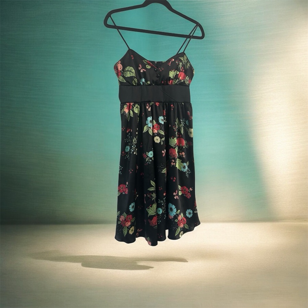 My Michelle Black Floral Spaghetti Strap Party Dress Size 5/6